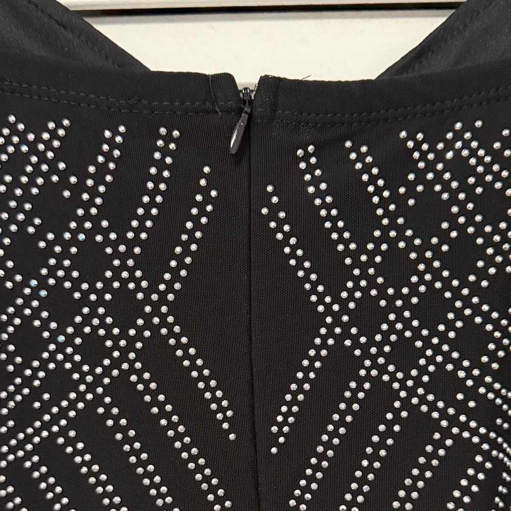 Women’s Black Studded V-Neck Bodycon Dress Sz Medium - Picture 8 of 12